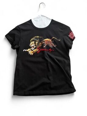 Givenchy Black Lion Graphic Tee with Red Script